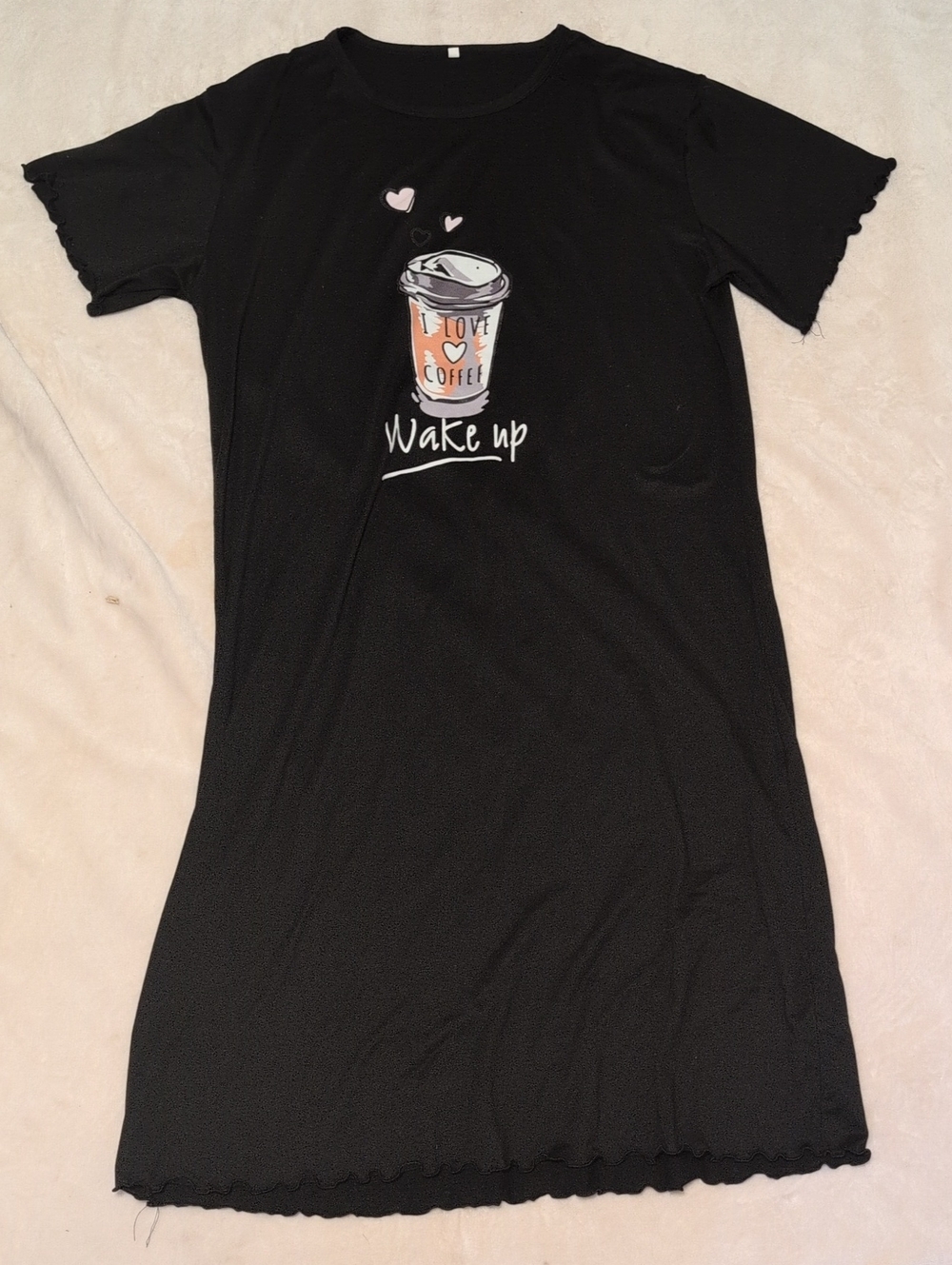 Amazon Wake Up Coffee Graphic Black Women's Night Gown Size Large